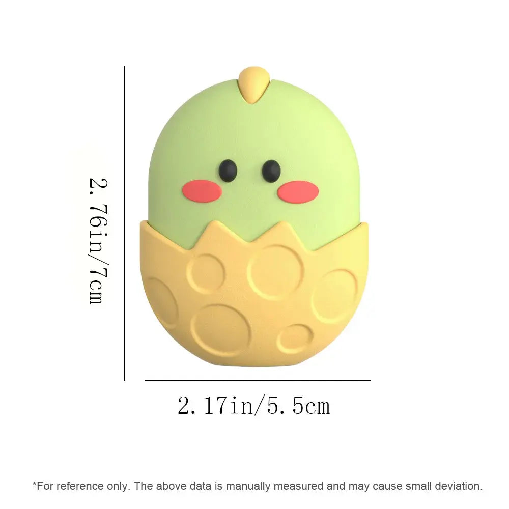 Yellow and green silicone ice facial roller with chick face design for facial massage
