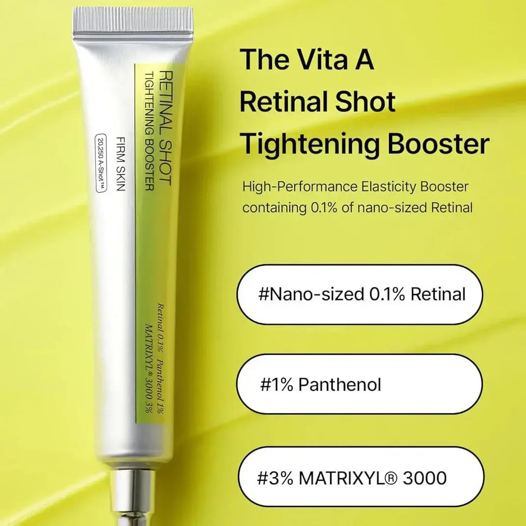 Tightening booster cream tube with matching green and white box packaging