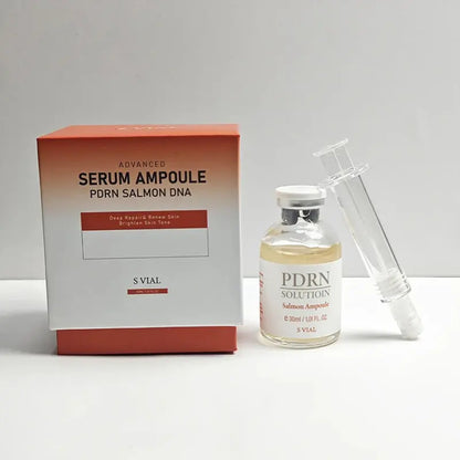 Advanced serum ampoule set with orange box, amber bottle, and clear syringe vial