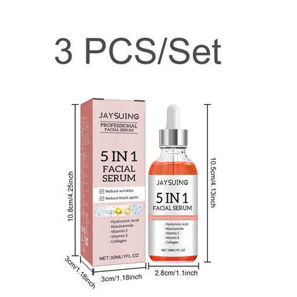 3 pcs set of 5-in-1 facial serum bottles with dropper and cartons