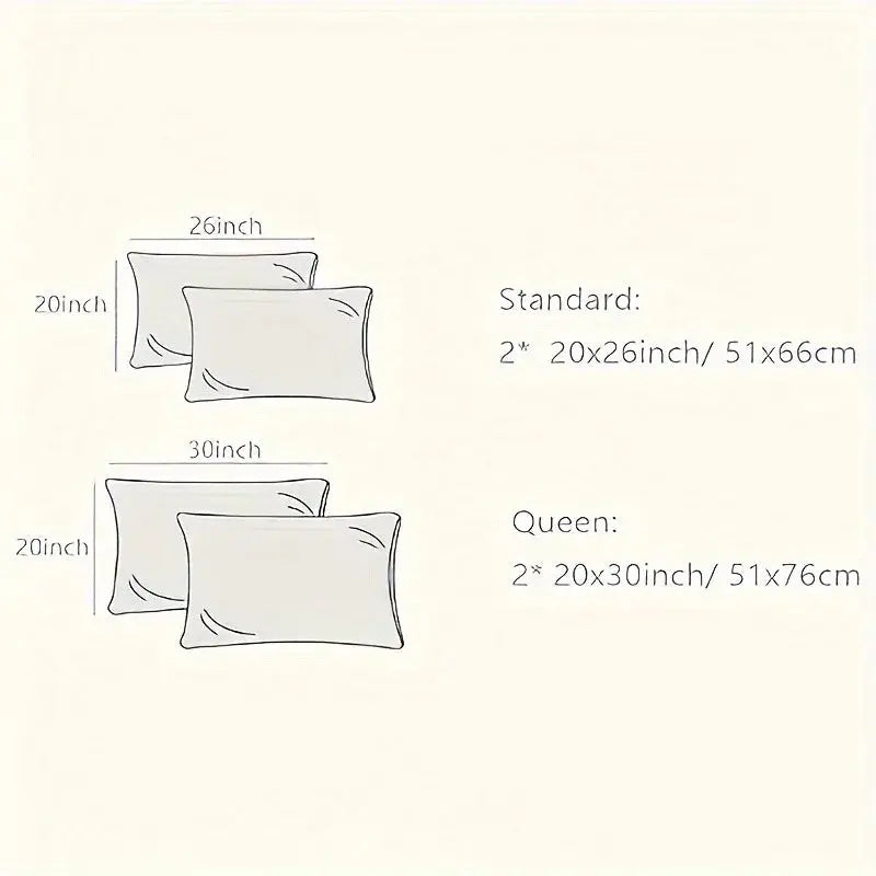 Silk pillowcase size chart diagram for standard and queen sizes