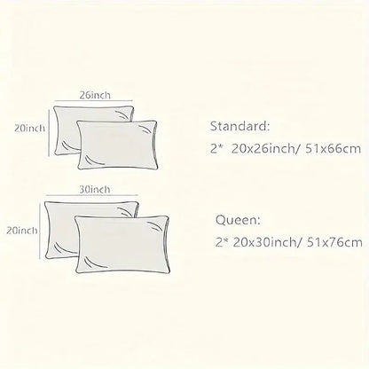 Silk pillowcase size chart diagram for standard and queen sizes