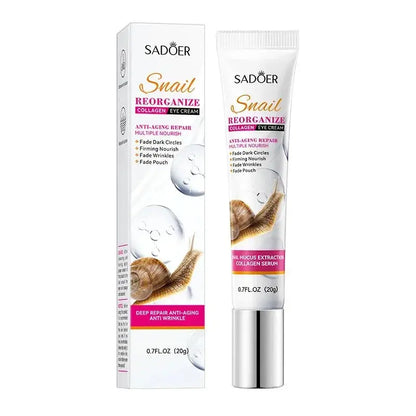 Saoder snail collagen eye cream tube and box for dark circles and firming
