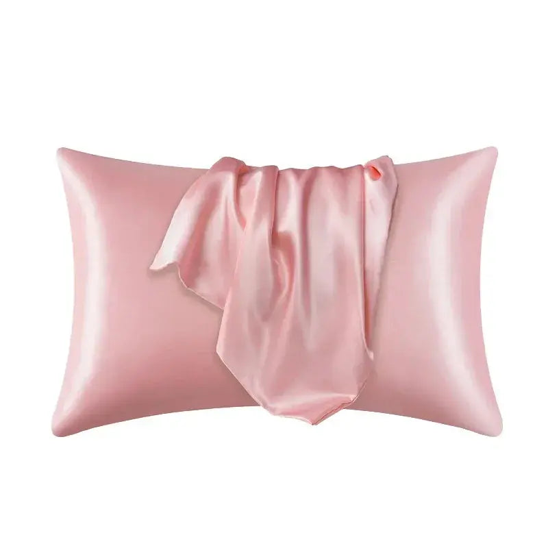 Pink mulberry silk pillow case with overlapped flap