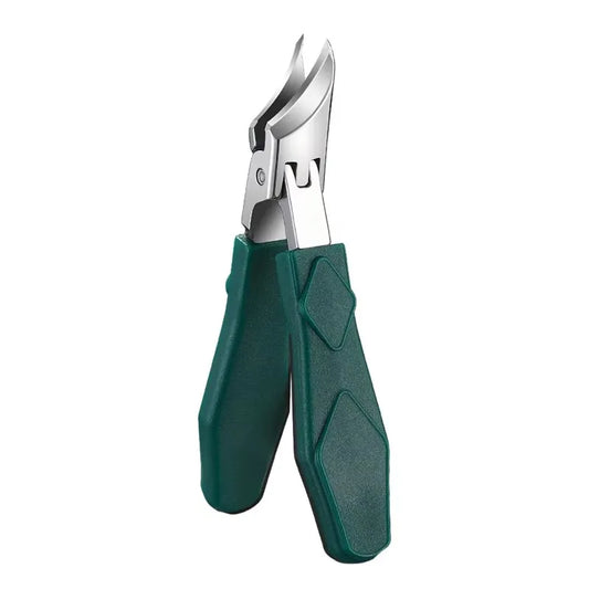 Stainless steel toenail clipper nipper with green comfort grip handles