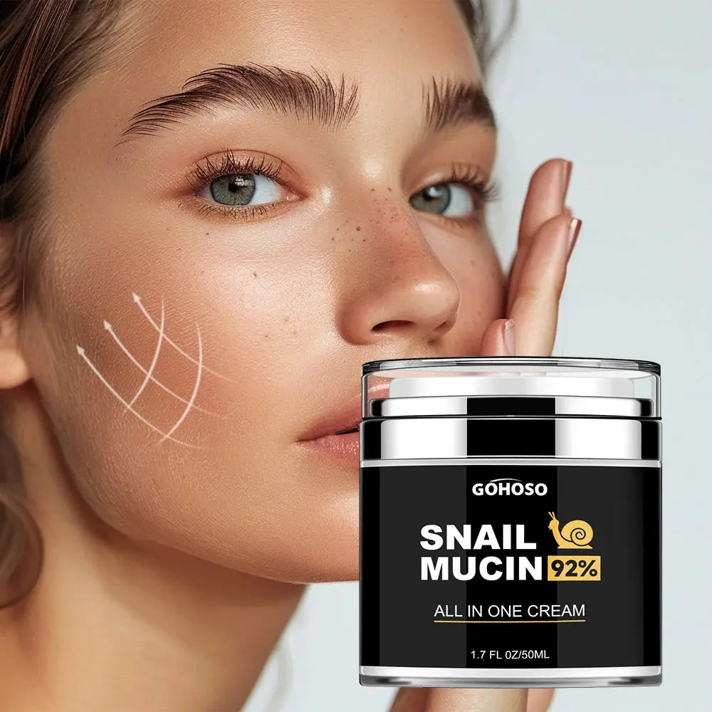 Snail mucin all-in-one cream jar with 92% label and silver lid