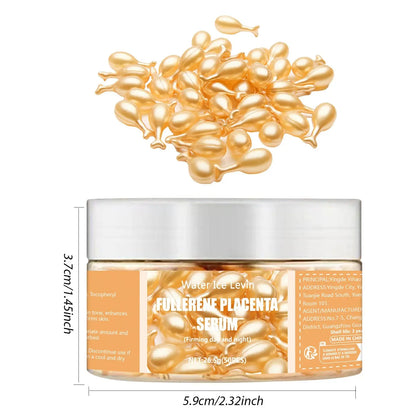 Fullerene placenta serum jar with gold capsule beads and side sizing indicators