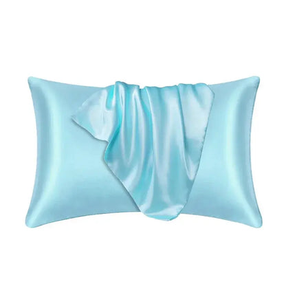 Light blue mulberry silk pillow case with overlapped flap