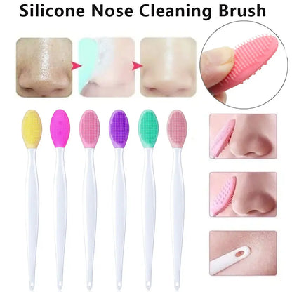 Silicone nose cleaning brush set with colorful heads and white handles