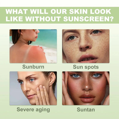 SPF 50+ sunscreen stick featured with sun-protection comparison panels