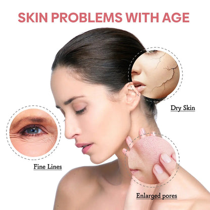 Skincare use illustration with facial serum on areas for fine lines and pores