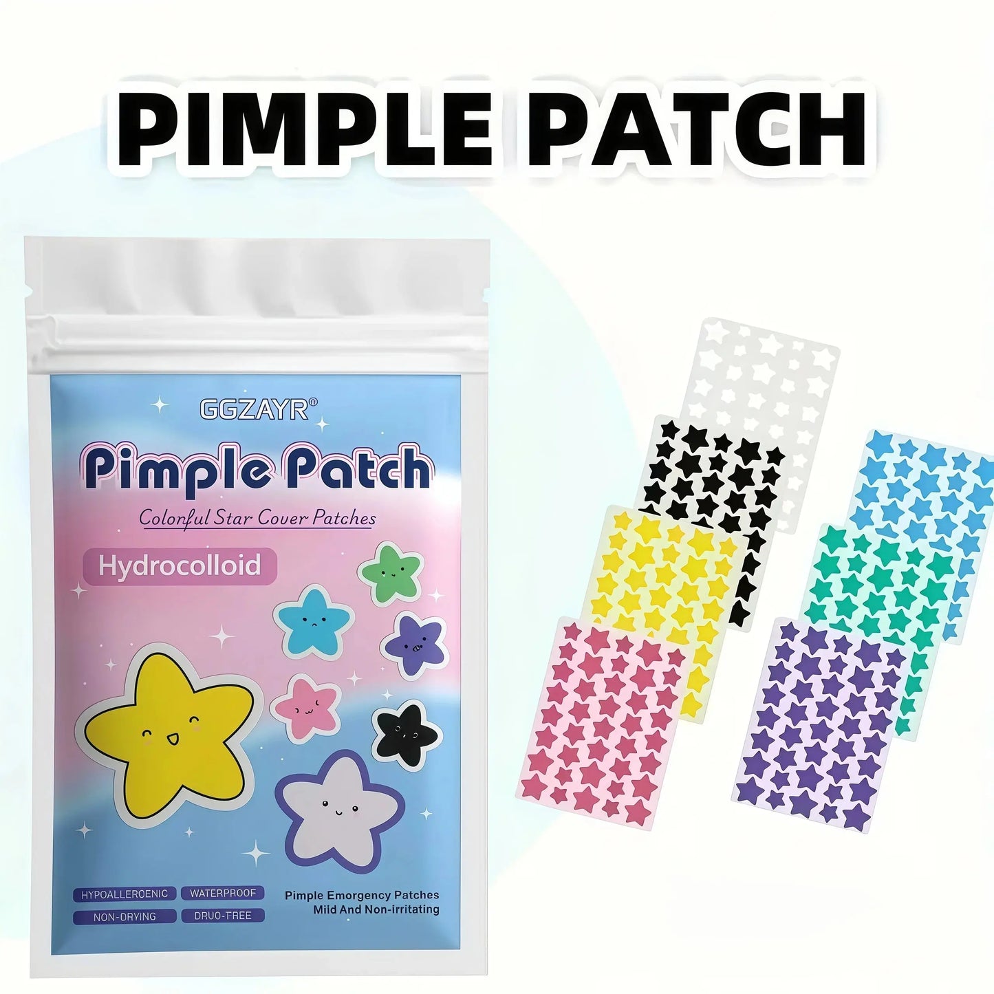 Hydrocolloid star cover pimple patches pouch with colorful star designs