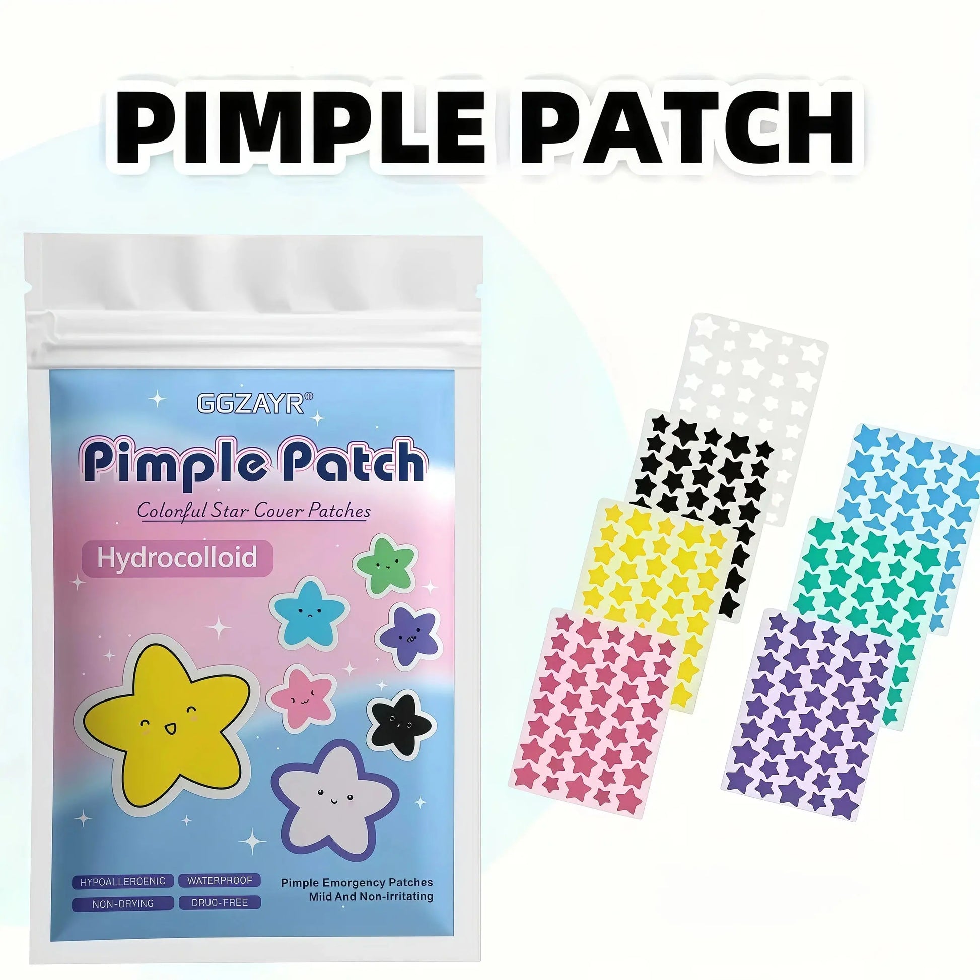 Hydrocolloid star cover pimple patches pouch with colorful star designs