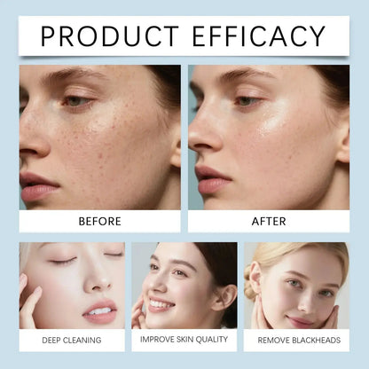 Facial cleansing pads showing before-and-after skin results