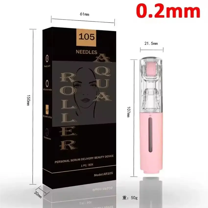0.2mm micro infusion roller applicator pen with clear needle head and pink body