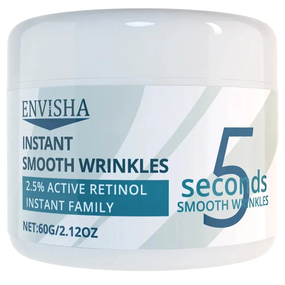 Instant smooth wrinkles 2.5% active retinol cream jar with blue text