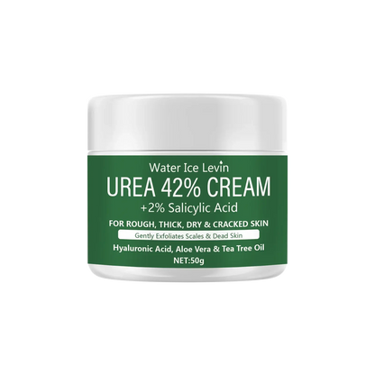 Urea 42% cream jar with white lid and green label, 2% salicylic acid, 50g.
