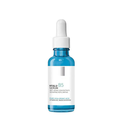 Single Hyalu B5 serum bottle with blue dropper and white cap
