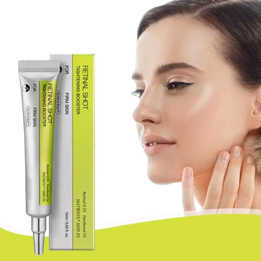 Skincare cream tubes with green and silver labels; cheek skin application