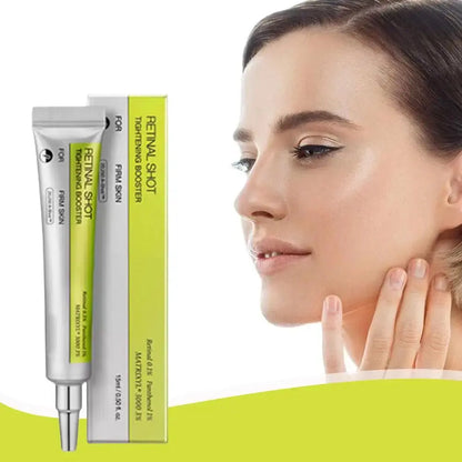 Skincare cream tubes with green and silver labels; cheek skin application