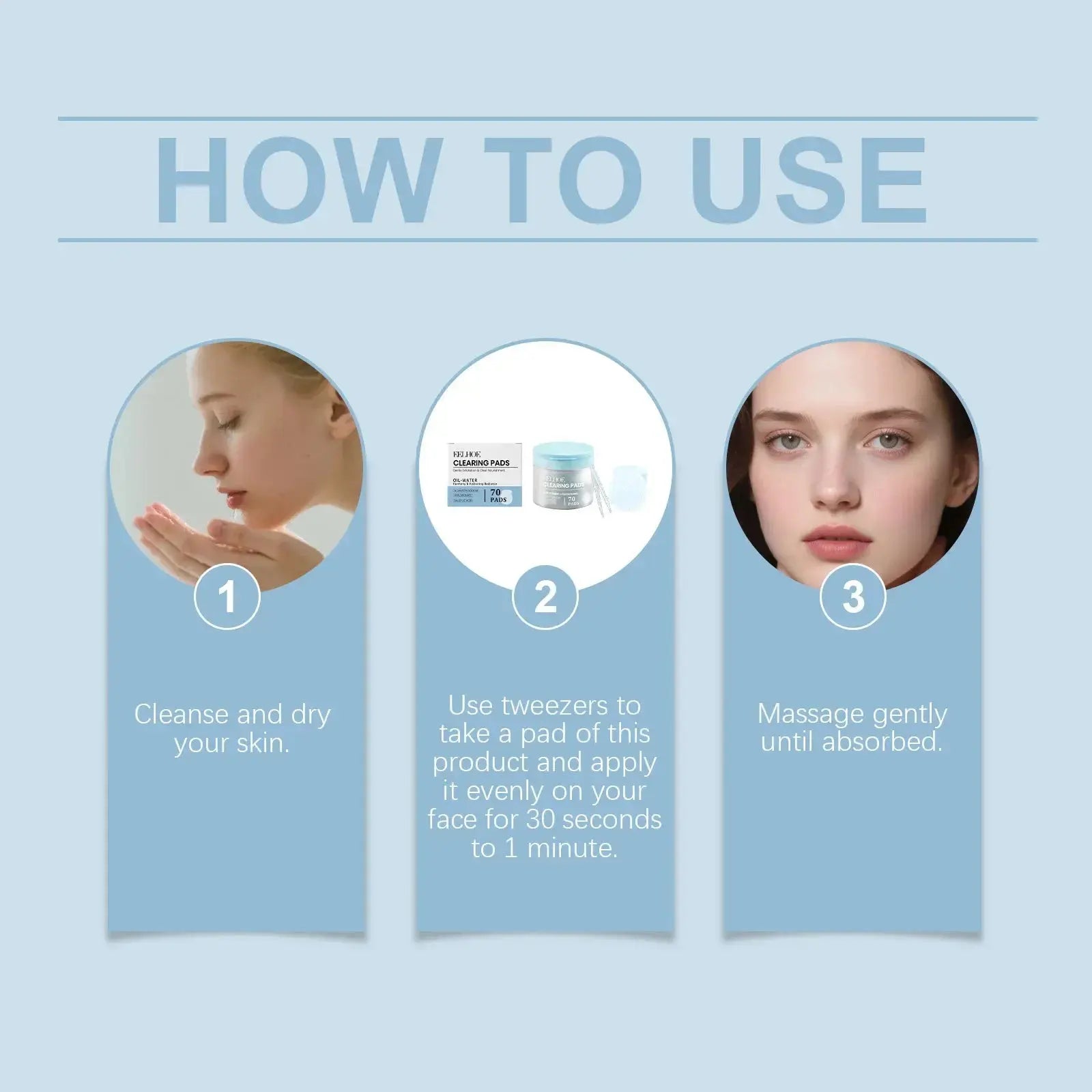 How to use facial cleansing pads with jar and instructions for applying