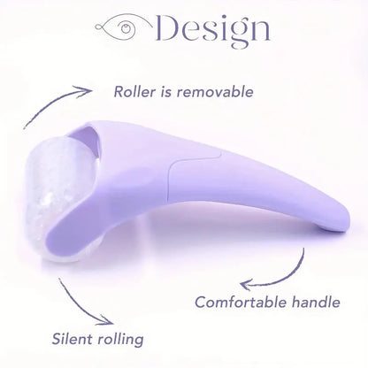 Lavender facial ice roller with removable frosty cooling head and comfortable handle