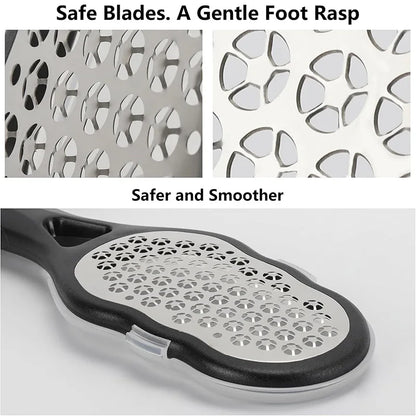 Professional Heavy-Duty Stainless Steel Painless Foot File & Remover with Splash Guard & Handle Suitable for Care Cracked Heels