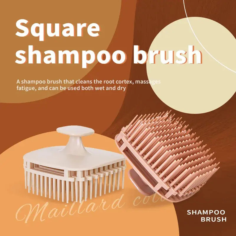 Silicone shampoo scalp massage brush, rose pink with light bristles and pink base