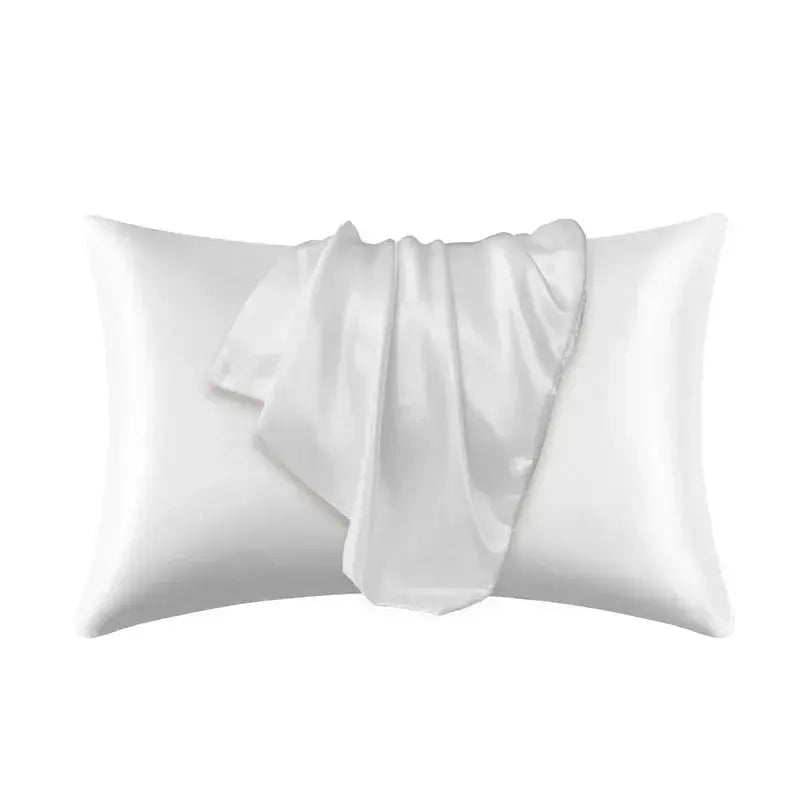 White mulberry silk pillow case with ribbon tie closure