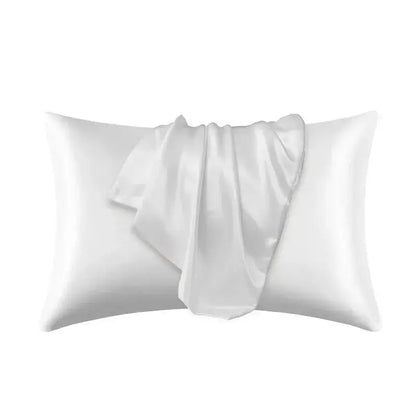 White mulberry silk pillow case with ribbon tie closure