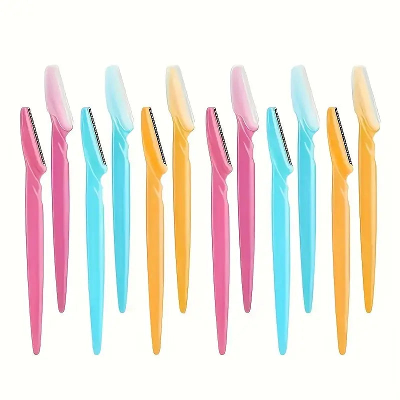 15-piece facial trimming set, assorted colored eyebrow trimmers with safety covers