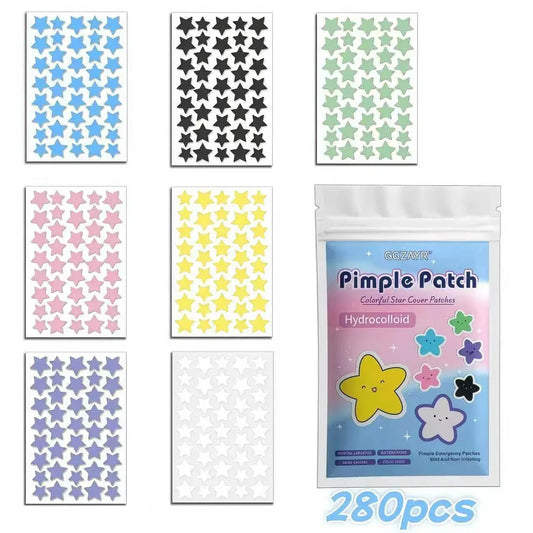Hydrocolloid star pimple patch set, 280-count colorful star cover dots