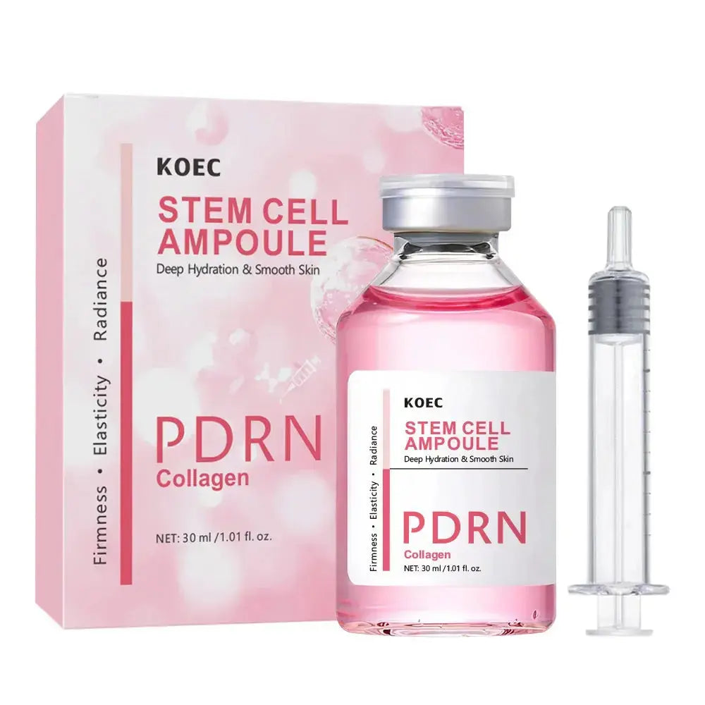 KOEC stem cell ampoule set with pink bottle, box, and clear dropper