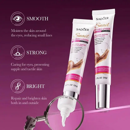 Saoder snail collagen eye cream, two tubes with applicator tip