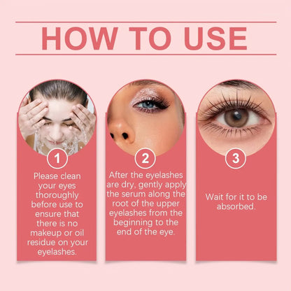 Eyelash oil serum how-to use steps with eye close-up photos