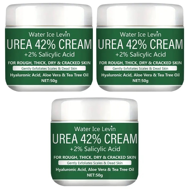 Urea 42% cream with 2% salicylic acid foot and hand moisturizer, 3 jars with green labels