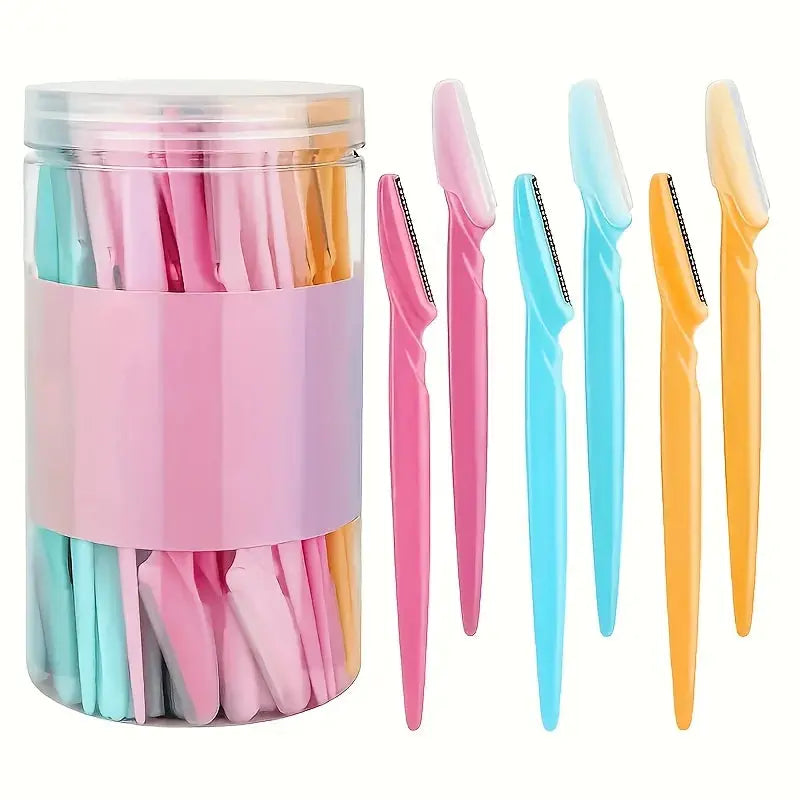 15-piece facial trimming set in a clear pink jar, multicolor trimmers with covers