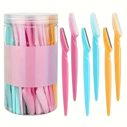 15-piece facial trimming set in a clear pink jar, multicolor trimmers with covers