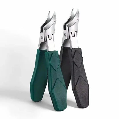 Toenail clipper nipper with stainless-steel blades, teal-green handle and black handle