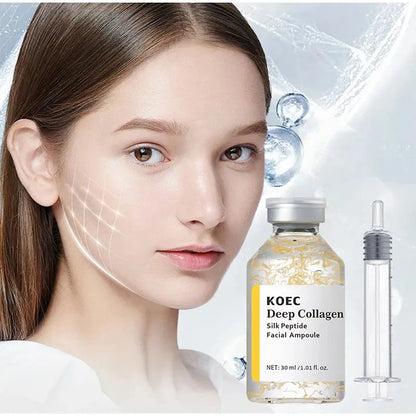 KOEC deep collagen facial ampoule with amber bottle and clear applicator
