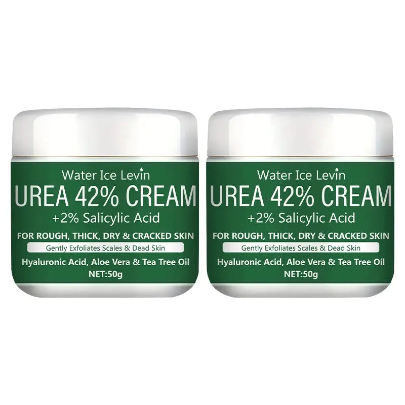 Urea 42% cream with 2% salicylic acid foot and hand moisturizer, 2 jars with green labels