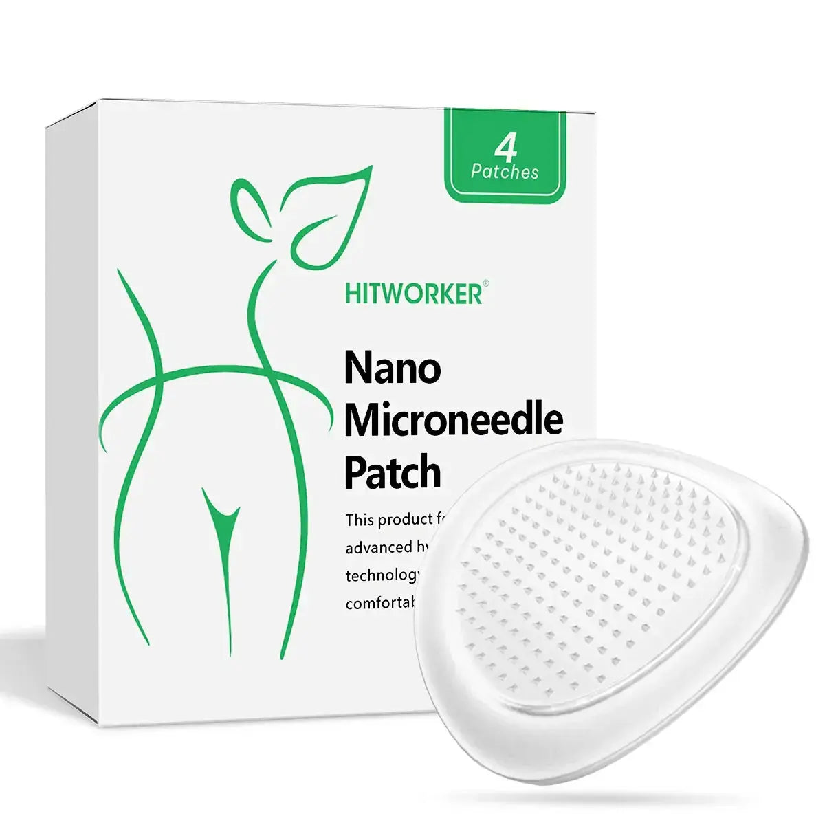 Nano microneedle patch box with tilted white microdot patch