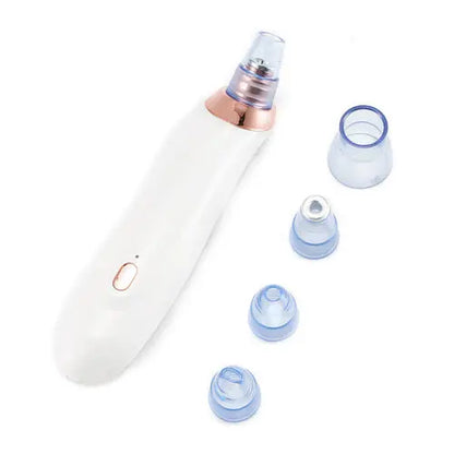 Clarity blackhead extractor with blue suction heads, white handheld skin tool