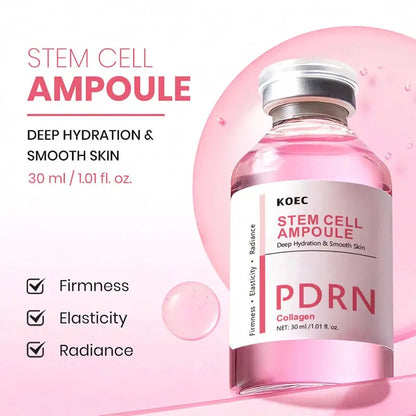 Stem cell ampoule serum bottle in pink with KOEC label, box, and applicator
