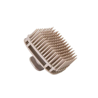 Silicone scalp massage brush head with soft bristle comb, taupe