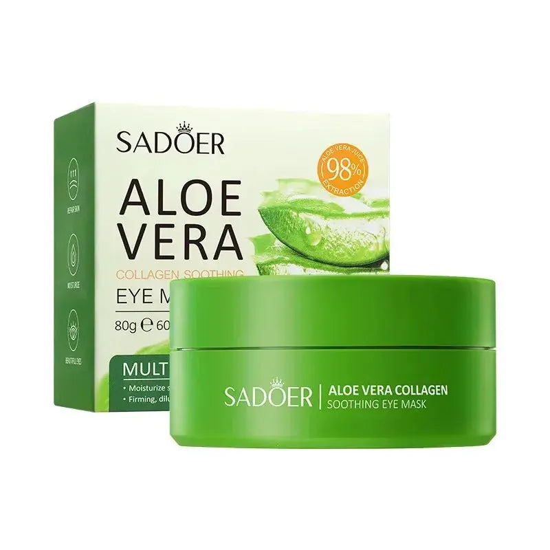 Aloe vera collagen eye mask box and green jar
