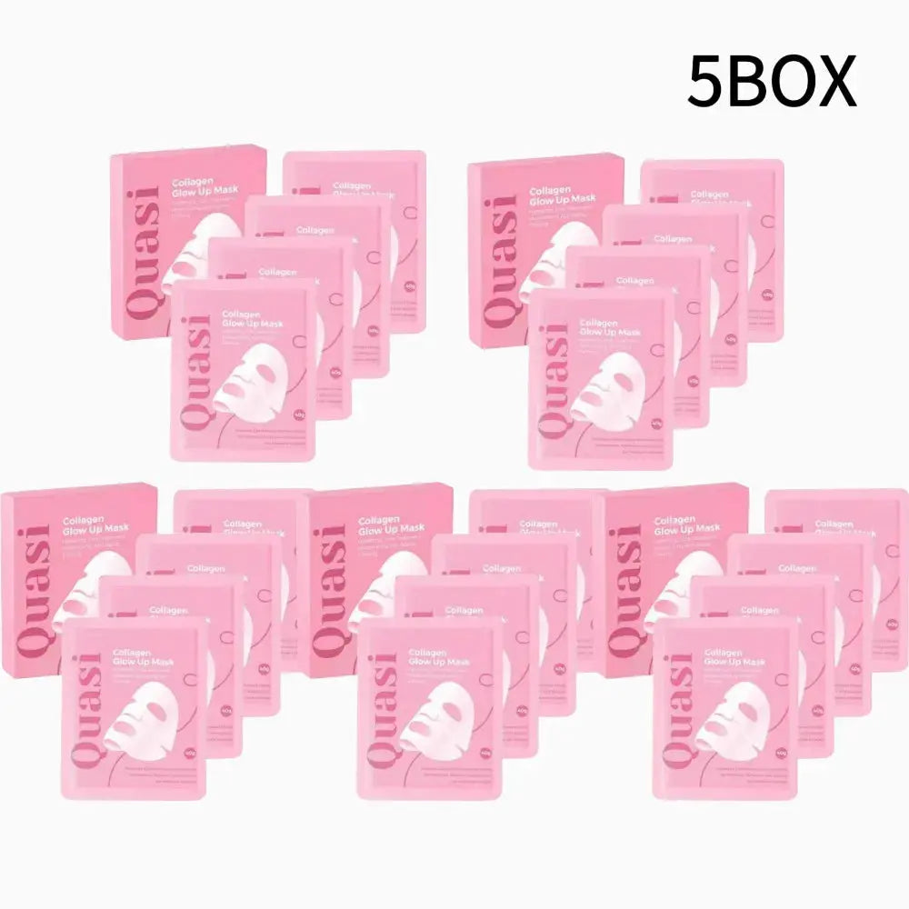 Pink hydrogel face mask set, 5-box pack, multiple collagen glow-up sheets