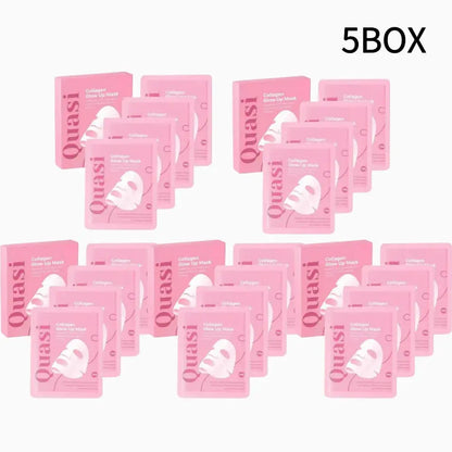 Pink hydrogel face mask set, 5-box pack, multiple collagen glow-up sheets