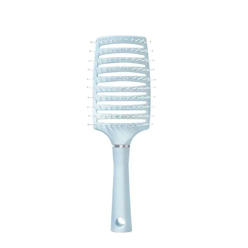 Light blue anti-static massage hair brush comb with vented bristle pad and handle