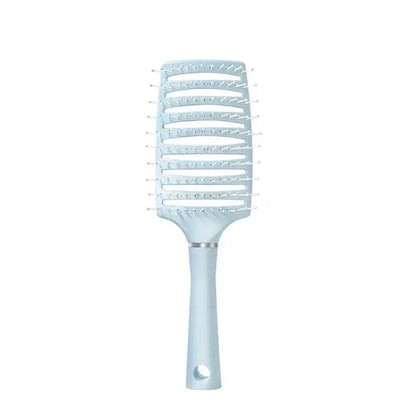 Light blue anti-static massage hair brush comb with vented bristle pad and handle
